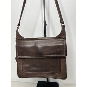 Vintage Fossil Brown Leather Fold Out Organizer Crossbody Purse